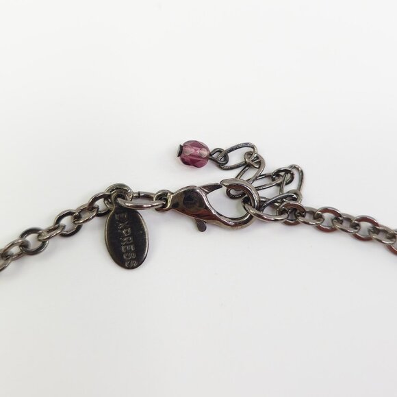 Express Womens Burgundy Wine Red Faceted Bead Layered Gunmetal Chain Necklace - Picture 4 of 4
